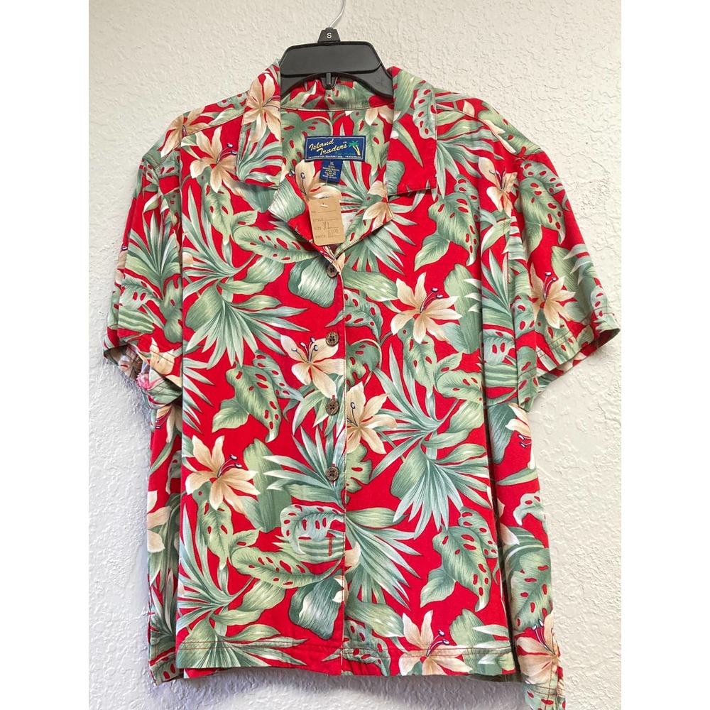 Island Traders Floral Button Down Blouse Size XL